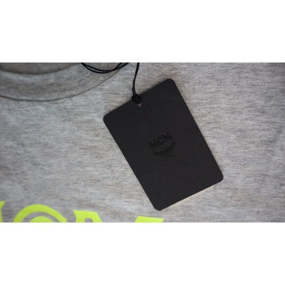 MCM MHT9SMM80 Men's Sz S Gray/Neon Yellow Logo S/S T-Shirt $280 - Picture 5 of 6